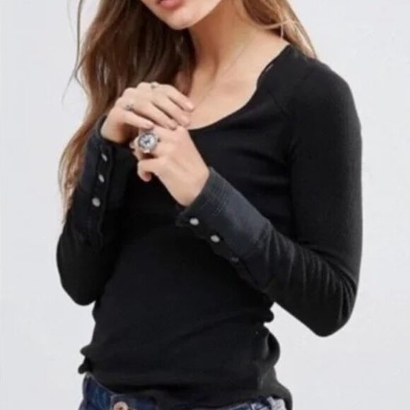 Free People We The Free Newbie Thermal Sunnie Valley Cuff Shirt Size Small - Picture 1 of 10